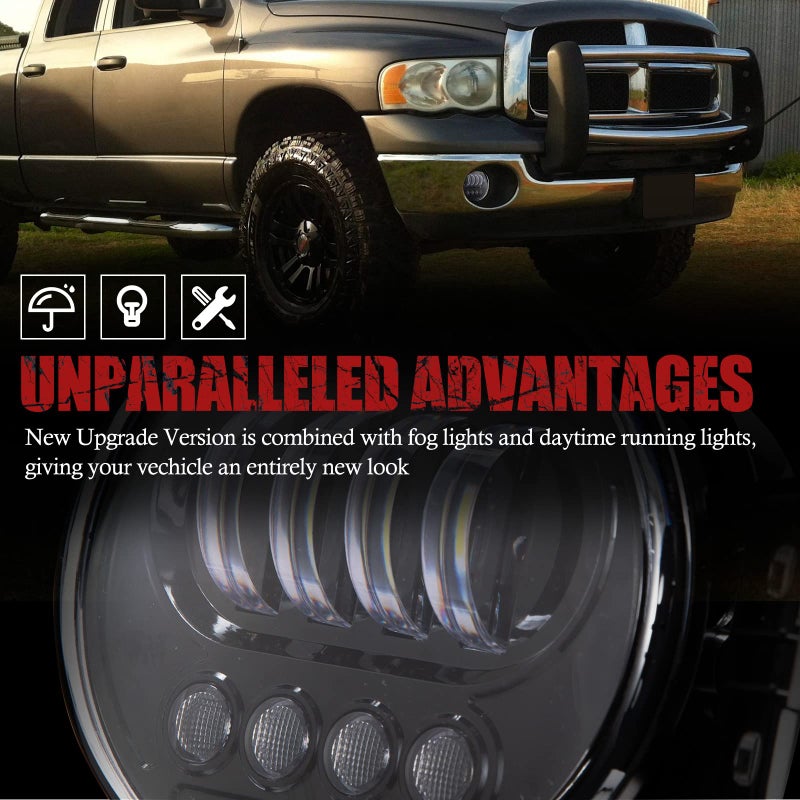 BUNKER INDUST Dodge Ram LED Fog Lights with Daytime Running Lights Set,1 Pair Clear Lens Fog Bumper Lamps Replacement for 2003 2004 2005 2006 2007 2008 Dodge Ram 1500 2500 3500 - Image 4